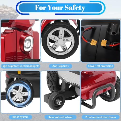New Upgraded 15/30 Miles MS02Pro 4 Wheels Mobility Scooter for Adults/Seniors, 350W Powered Electric Wheelchair Device w/25Ah Remvable Battery, Dual Baskets, Wind Deflector