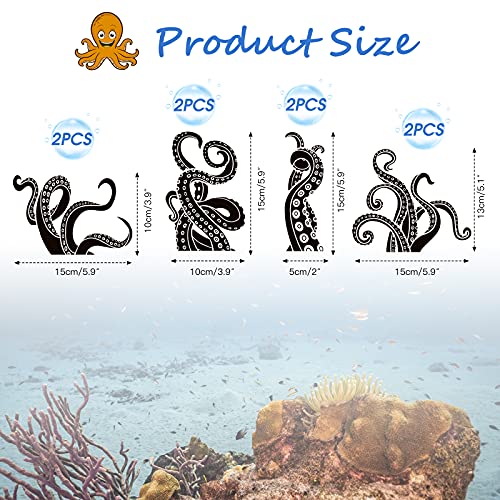 OOTSR 8PCS Octopus Tentacles Wall Sticker, Vinyl Art Decal, Kraken Toilet Decor, Bathroom Art for Toilet Seat