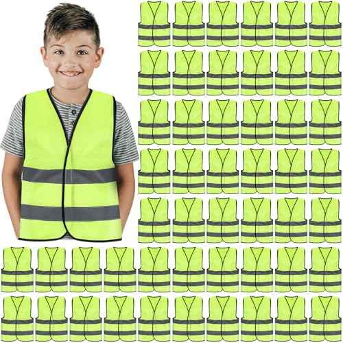 Zhanmai Kids Safety Vest Bulk High Visibility Reflective Construction Vest with Strips Neon for Traffic Child Outdoor