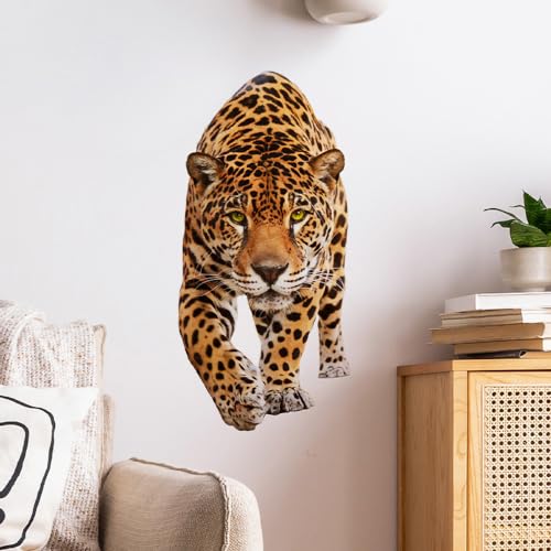 Removable Walking Tiger Wall Decal Wild Animal Tiger Vinyl Wall Sticker Peel and Stick Animal Wall Art Mural for Kids Bedroom Playroom Nursery Classroom