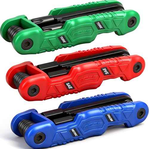 34-Piece Large Folding Hex Key Set, SAE Hex (3/32"-1/2"), Metric Hex (1.5-12mm) & Torx (T9?T55), 3-in-1 Heavy Duty Allen Key Set for Archery, Bike Repair, Furniture & Home Maintenance