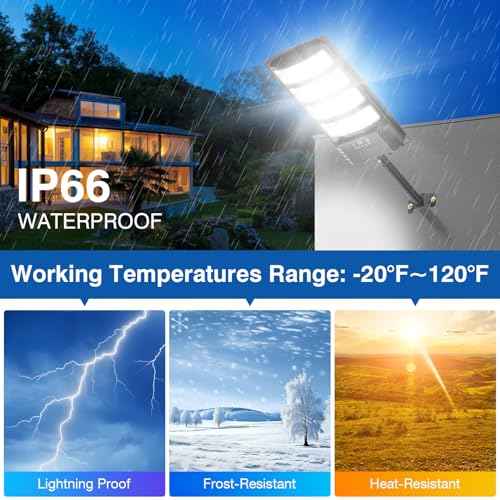 Solar Street Lights Outdoor Waterproof ,50000LM 320¡Æ Angle Flood light, 5730 LED Solar Parking Light with Motion Sensor and Remote Control for Outdoor, Streets, Courtyards,Parking Garages,-2Pack