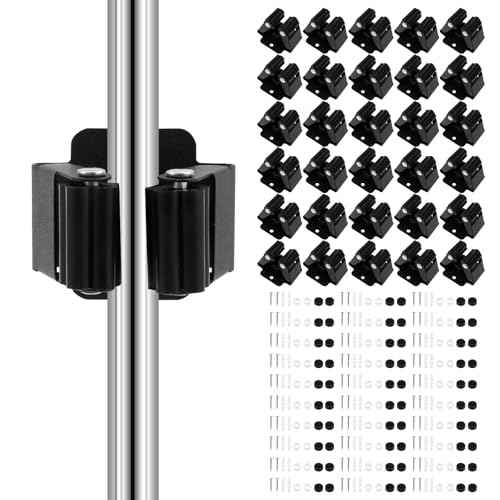 30PCS Broom Holder Wall Mount Stainless Steel Mop Hanger with Installation Screws Space Saving Broom and Mop Holder Reusable Garden Tool Organizer for Garage Laundry Room Bathroom