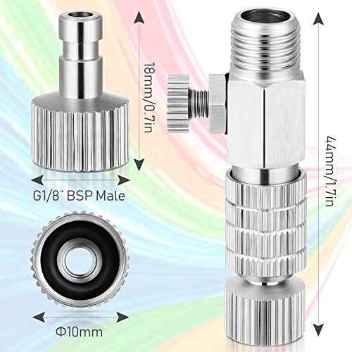 Airbrush Quick Release Coupling Adapter Kit Spray Gun Disconnect Adapter Set with 1/8 Inch 5 Male and Female Connectors and 1/8 Inch BSP Male and Female Connection with Adjustable Control Valve