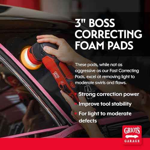 Griot's Garage 3" BOSS Correcting Foam Pads for Car Polishing, Buffing, Detailing and Light to Moderate Auto Paint Correction, Durable, Machine-Washable, Pack of 3
