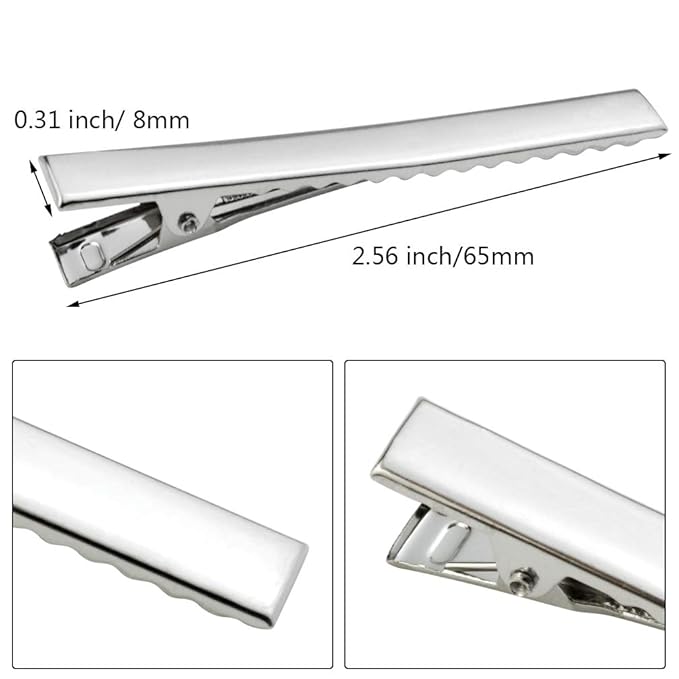 60 Pcs Alligator Curl Clips, Bantoye 2.56 Inch Flat Single Prong Clips Hair Accessories for Hair Styling, Coloring, Silver
