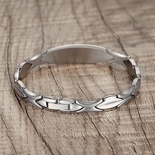 LinnaLove 7 1/2 inch Medical Alert Bracelets for women Stainless Steel Fashion Medical Bracelets Personalized Engraving