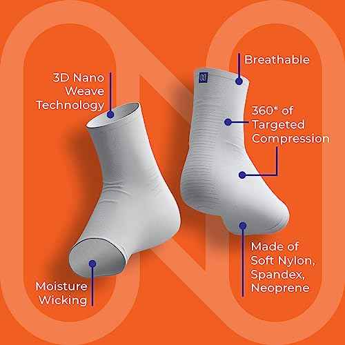NanoSocks Compression Socks for Women & Men (1 Pair) - BEST Ankle Brace Support Sleeve for Neuropathy, Plantar Fasciitis, Diabetic Foot Nerve Pain Relief - Toeless (Large, Black)