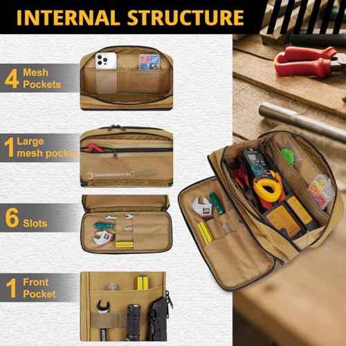 ATRIPACK Tactical Tool Bag for Men,Wide Mouth Tool Pouch with Water-Resistant, Multi-purpose Range Bags with Zipper Handle,Heavy Duty Small Tool box organizer for Repairman, Carpenters, Handyman