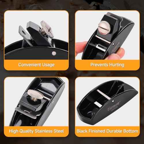 Hoteche Mini Wood Plane - Adjustable Smoothing Bench Hand Planer for Woodworking and Trimming - 3.5-Inch Jointer Plane with 1-Inch Blade