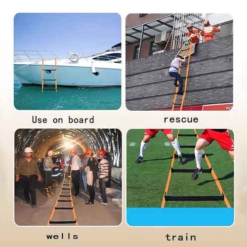 Fire Escape Ladder 16ft - Emergency Safety Rope for 2-3 Story Homes, Reusable for Windows, Balconies & Treehouses - Training Soft Jump Grid Design, Durable Quick Escape