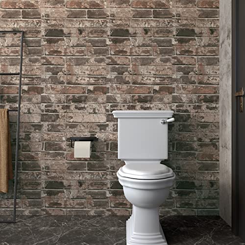 VaryPaper Vintage Brown Brick Wallpaper Peel and Stick 3D Textured Brick Contact Paper for Walls Removable Waterproof Self Adhesive Brick Wall Paper for Kitchen Backsplash Fireplace 15.7''x78.7''