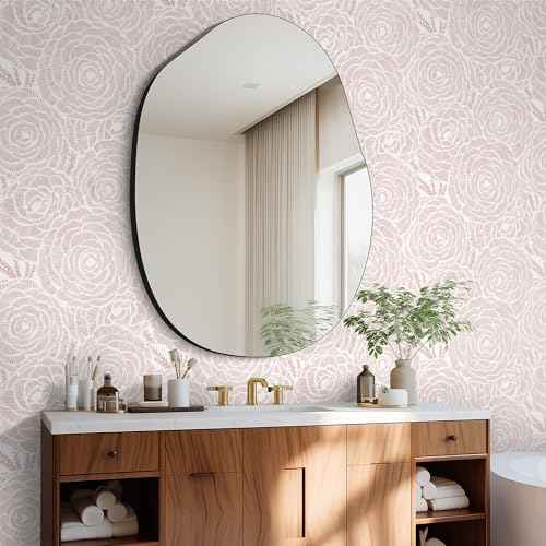 CiCiwind Pink Wallpaper Floral Peel and Stick Wallpaper Modern Flower Contact Paper for Bathroom Bedroom Boho Removable Self Adhesive Wall Paper for Kitchen Cabinets Drawer Shelf 78.7" ¡¿ 16"