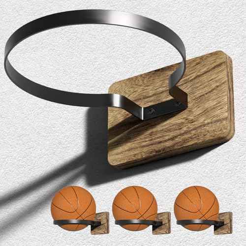 Wall Mount Basketball Holder, Ball Storage Holders Display Rack for Autograph Basketball, Football, Soccer, Volleyball Collection, Sports Accessories Organizer for Player Fans