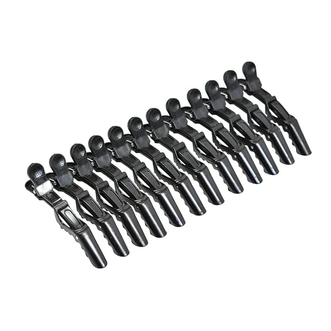 12 Pcs Alligator Hair Clips for Styling Sectioning Hair Clips for Women Wide Teeth Professional for Hair Salon Barber (Black)