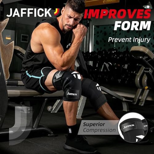 Jaffick 7mm Neoprene Knee Sleeves Support (1 Pair) & Compression Wraps - Lifting Sleeve for The Best Squats Weightlifting, Powerlifting Squats, Fitness for Men & Women