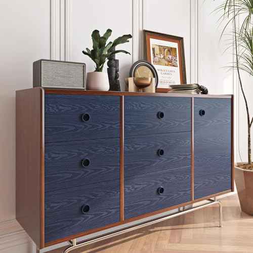 Livelynine Dark Blue Wood Wallpaper Peel and Stick Countertops Waterproof Navy Contact Paper for Cabinets Desk Walls Dresser Cover Top Kitchen Cabinet Wallpaper Matte Wood Grain Vinyl Wrap 15.8x78.8