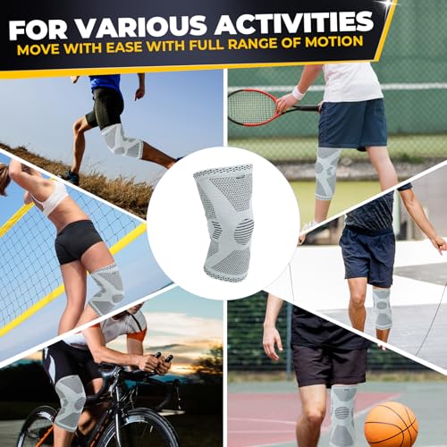 NeoTech Care Knee Support Brace - Breathable - Men, Women, Right or Left (Gray, Size M, 1 Pair)