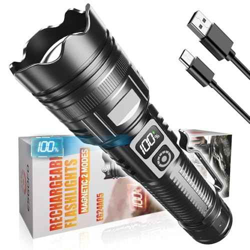 Esgofo Rechargeable Flashlights High Lumens 10000 2 Modes High/Low, Super Bright Magnetic LED Flashlight Long Distance 3280FT, Powerful Long Lasting Strong Flash Light USB C with Clip for Hiking