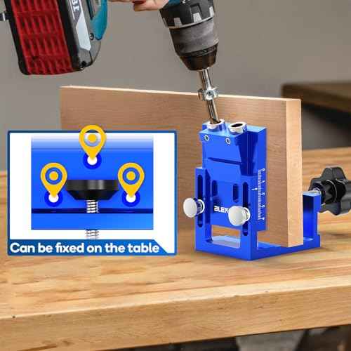 Pocket Hole Jig Kit, Pocket Hole Jig System for 15¡Æ Angled Holes, Woodworking Jig Drill Guide for Precise Dowel Joints, All-Metal Pocket Screw Jig