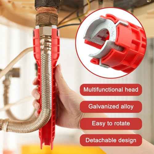 14-in-1 Multi-functional Wrench Faucet & Sink Installer Plumbing Wrench (Red)
