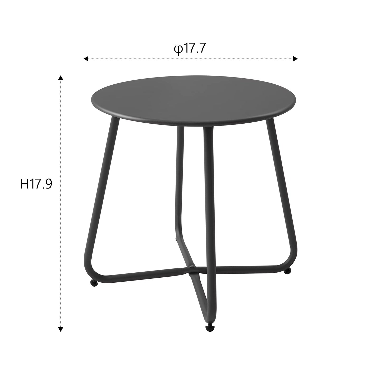 Meluvici Patio Small Side Table Waterproof Round Metal Steel Weather Resistant Portable Outdoor and Indoor End Table for Garden Balcony Yard, Black