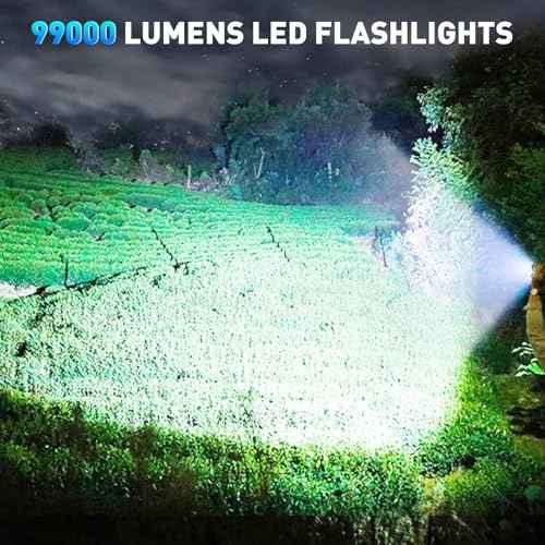 Rechargeable LED 90,000 High Lumens Flashlights, 2 Pack Super Bright Flash Light with Cob, 7 Modes Waterproof Powerful Flashlight for Home (L-2P)