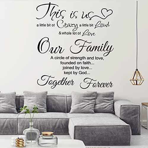 Family Quotes Wall Decals This is Us Wall Decor Vinyl Stickers for Living Room Bedroom Inspirational Art Decorations for Home Office Teen Dorm