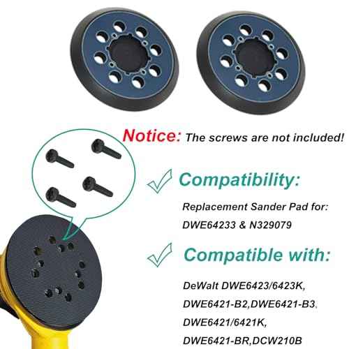2 Pack Sander Pad for Dewalt 5" 8 Hole Hook and Loop Orbital Sander Pad Replacement for DeWalt DWE6421 6421K DWE6423 6423K DCW210B Replace Part# DWE64233 & N329079 (4 Screw Holes)