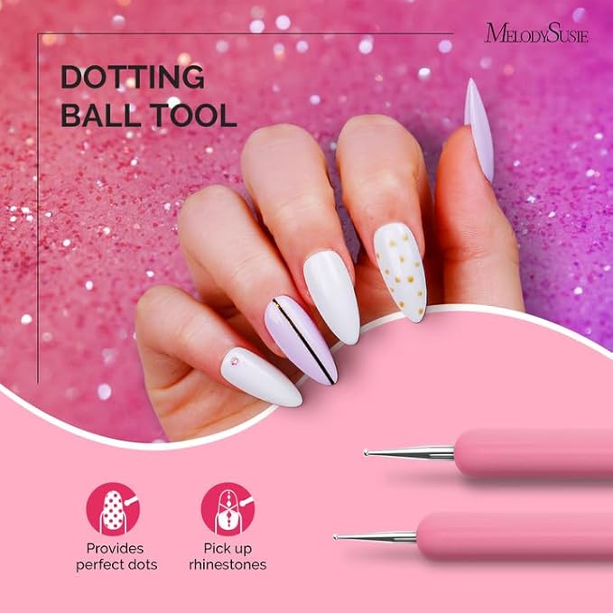 MelodySusie Nail Art Brushes Set,6pcs Nail Art Design Pen Painting Tools with Extension Gel Brush, Polish Brush, Builder Brush,Liner Brush, Carved Brush, and Dotting Pen for Home DIY Salon Use