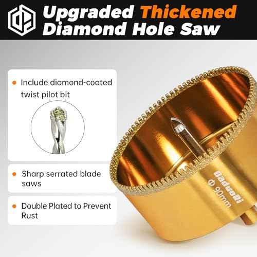 1" Serrated Diamond Hole Saw with 2Pcs Removable Pilot Bits, Easy-Align for Precise Drilling in Porcelain, Ceramic Tile, Granite, and Marble (1 inch Granite Drill Bit)