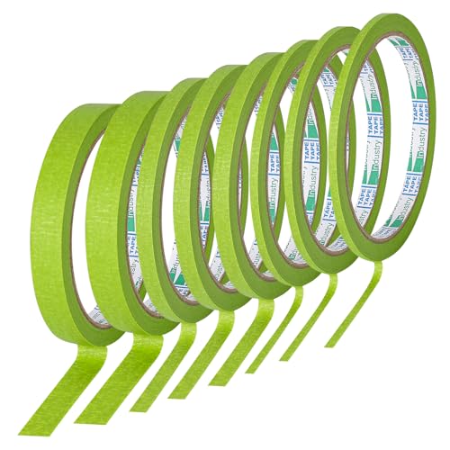 8Rolls Fine Line Tape Thin Painters Tape Total 160yards Pinstripe Masking Tapes 1/8, 1/4, 1/2 inch Width Art TapeSmart Selection Painter Adhesive Automotive for DIY Car Auto Paint (Green, Mixed Sizes)