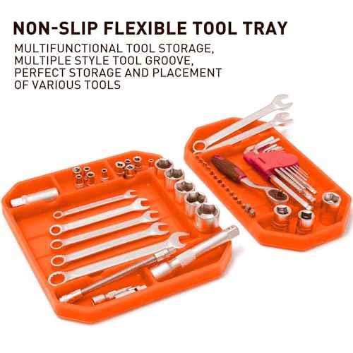3PC Non-Slip Flexible Tool Tray, Large Tool Storage Set, Accessories Organizer, Silicon Tool Holder Mats, Organizer for Screw, Bolts, Washers, Nuts and Small Tools & Accessories.