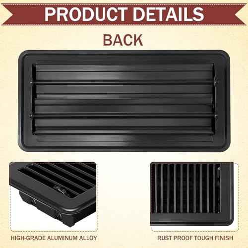 Retisee 4x12 Inches Floor Vent Covers Heavy Duty Floor Register Easy Installation Metal Heat Vent Covers with Rust Proof Finish for Home(Black,4 Pcs)