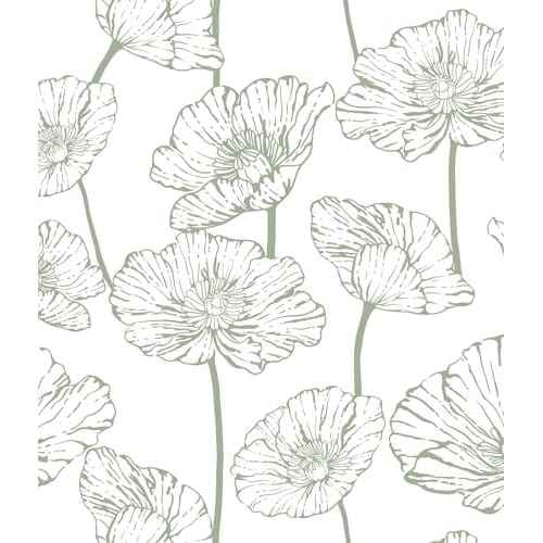 Orainege Floral Peel and Stick Wallpaper Boho Contact Paper Green and White Wallpaper 17.3inx118.1in Self Adhesive Removable Decorative Wall Paper for Bedroom Bathroom Cabinets Decor Vinyl
