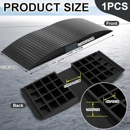 19.7 x 33.9 x 2.8 inch Rubber Curb Ramp Bridge Threshold Ramps for Doorways, Get in and Out of Houses, Wheelchairs/Walkers, Non Slip Indoor Outdoor Patio Transition Ramp