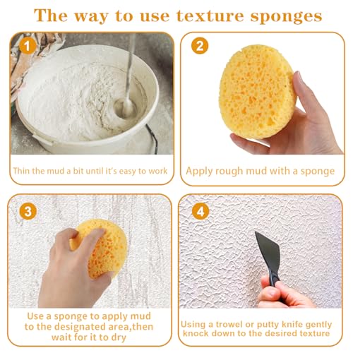 2Pcs Texture Sponges, Sponge for Patch/Repair Ceiling Drywall Wall, Round Clay Sponges for Pottery, DIY Painting Ceiling Wall Texture
