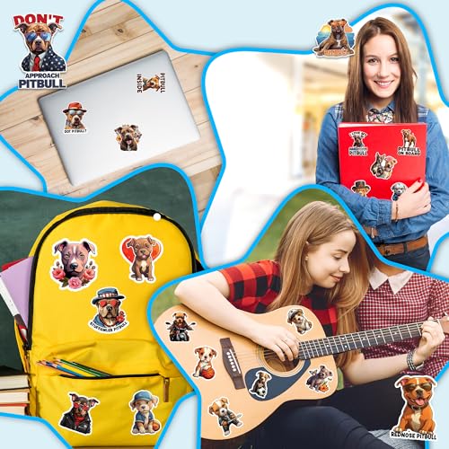 Pitbull Stickers 50 Pieces Vinyl Waterproof Decal for Laptop Water Bottle Phone Car Window Bike Motorcycle Stakeboard Scrapbook Pitbulls Sticker Gifts for Kid Teen Adult
