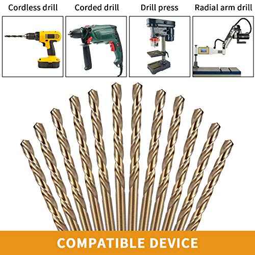 5/32 Inch Cobalt Drill Bit Set, M35 Jobber Length Twist Drill Bits,Suitable for Drilling in Hard Metal, Stainless Steel, Cast Iron,10 Pieces