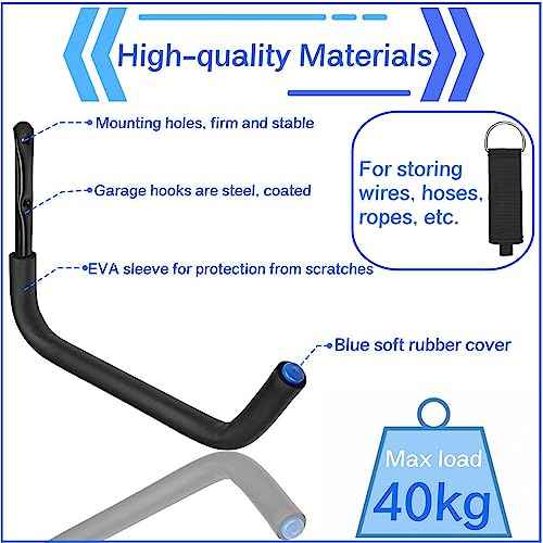 Kayak Storage Rack Wall Mount, Garage Storage Hooks, Heavy Duty Garage Hangers for Hanging Canoe, Surfboard, Snowboard, Paddle Board, Ladders, Bikes, Tool