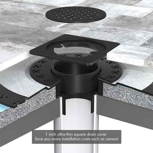 4¡± Drain Grate Kit - Compatible with Schluter Systems Kerdi Shower Drain - Shower Floor Drain Kit with Flange - SUS 304 Stainless Steel Grate & 2 Inch ABS Flange & CUPC Certification - Matte Black