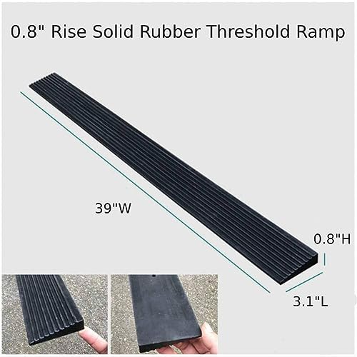 Bilaida 0.8" Rise Solid Rubber Threshold Ramp, 1500 LBS Capacity, 39" Wide Non-Slip Wheelchair Ramp for Doorway Indoor or Outdoor, Bathroom, Garage and Supermarket Entrance, Cuttable Black (0.8"H, 1)
