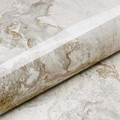 Livelynine Glossy Gold White Marble Contact Paper Waterproof Glossy Marble Countertop Peel and Stick Countertops Kitchen Counter Top Vinyl Desk Wrap Cover Self Adhesive Wallpaper Desk Table 15.8x78.8