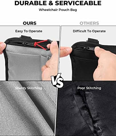 JOYTUTUS Walker Side Bag, Wheelchair Armrest Storage Pouch with Cup Holder, Wheelchair Accessories for Seniors, Walker Bag Cup Holder for Walker, Rollator, Electric Scooter or Wheelchair