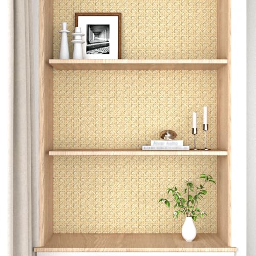 WESTICK Brown Rattan Wallpaper Self Adheisve Cane Webbing Peel and Stick Wicker Weave Wallpaper Non-Textured Cane Rattan Look Contact Paper for Cabinets Furniture TV Stand Headboard Buffet 15.8" x 80"