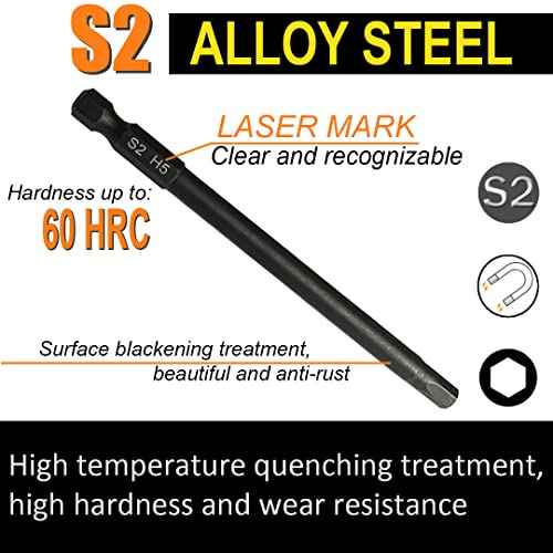 PTSLKHN 10-Piece Metric Hex Shank Drill Bit Set | 4" S2 Alloy Steel Allen Wrench Bits | Magnetic Tips for Precision | Industrial-Grade Durability