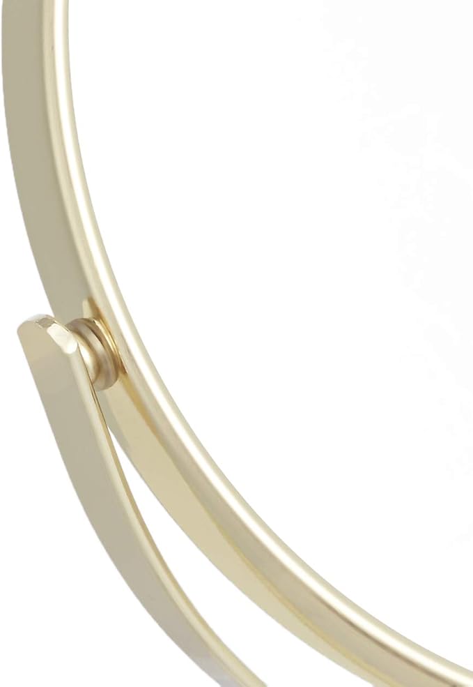 Amazon Basics Tabletop Magnifying Vanity Round Mirror with Clear Reflection, 1X/5X Magnification, Iron Frame, 7.2" x 4.92", Gold