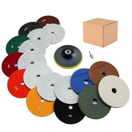 11 PCS 6 Inch Diamond Polishing Pads Kit Wet/Dry 50-10000 Grit for Concrete,Stone Edge,Granite,Tile,Marble, Rock,Countertop,Quartz,for Drill Grinder Polisher