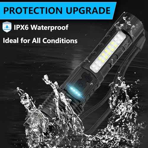 Rechargeable LED Flashlights, 90,000 Lumens Super Bright Handheld FlashLight, 7 Modes with COB Work Light, IPX6 Waterproof, Adjustable Tactical Flash light for Home,Camping and Emergencies-2 Pack