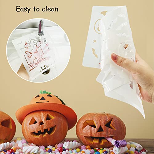 Halloween Stencils Kit (28 pcs) - lyfLux Reusable Pumpkin Carving Templates, Durable PET Material for Halloween Decorations, DIY Crafts, Wall Murals & Party Decor